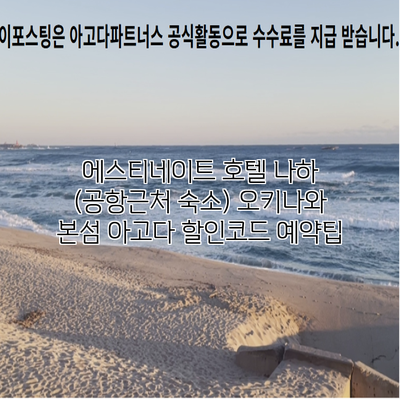 에스티네이트 호텔 나하 (공항근처 숙소) 오키나와 본섬 아고다 할인코드 예약팁