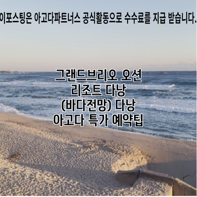 그랜드브리오 오션 리조트 다낭 (바다전망) 다낭 아고다 특가 예약팁