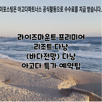 라이즈마운트 프리미어 리조트 다낭 (바다전망) 다낭 아고다 특가 예약팁