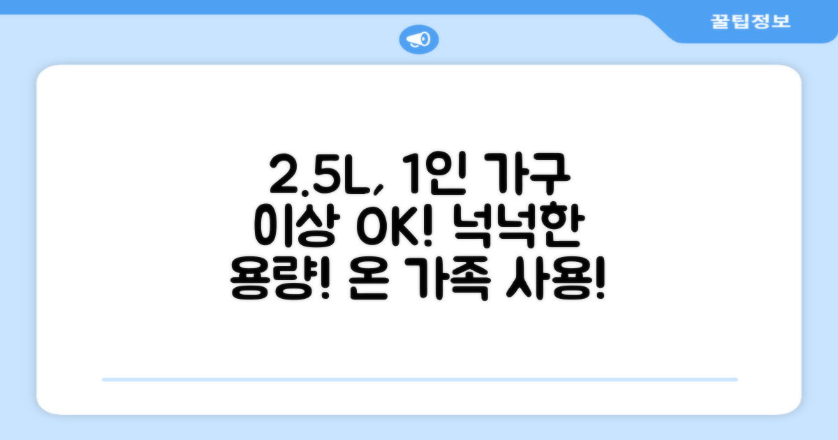 2.5L 용량, 1인 가구 이상 최적